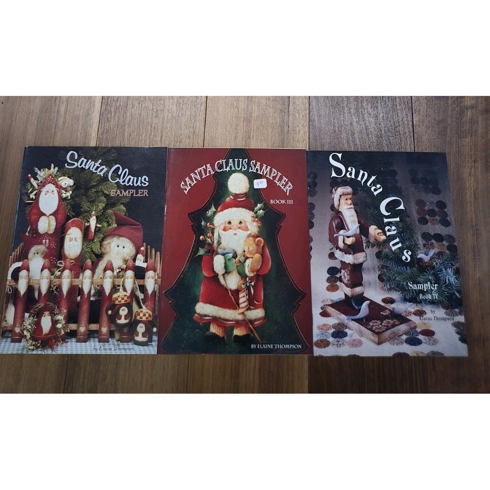 3 X Elaine Thompson Santa Sampler Painting Books Christmas VTG:‎ Excellant Shape
